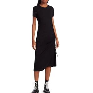 Rag & Bone Ina Black Ruched Midi Dress Black Size XS